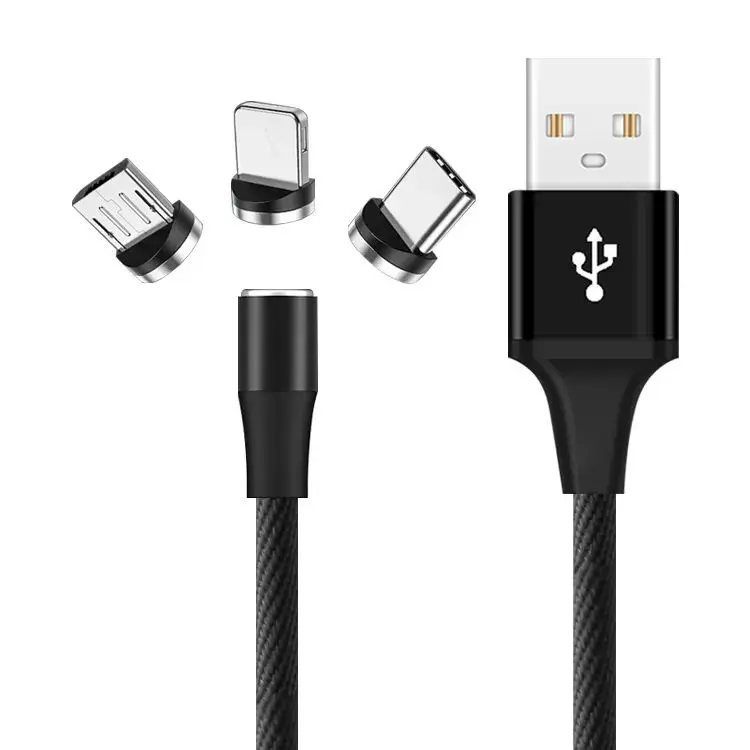 Cordon Smartphone 1 mètre Nylon tressé + 3 embouts magnétiques 
Chargement Rapide