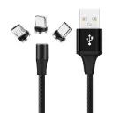 Cordon Smartphone 1 mètre Nylon tressé + 3 embouts magnétiques 
Chargement Rapide